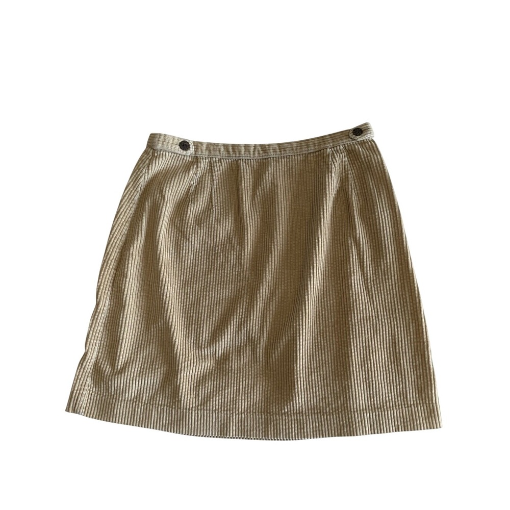 Vintage Y2K J‎ Jill Skirt Women's 12 Cream Corduroy A Line Mini Preppy Academia